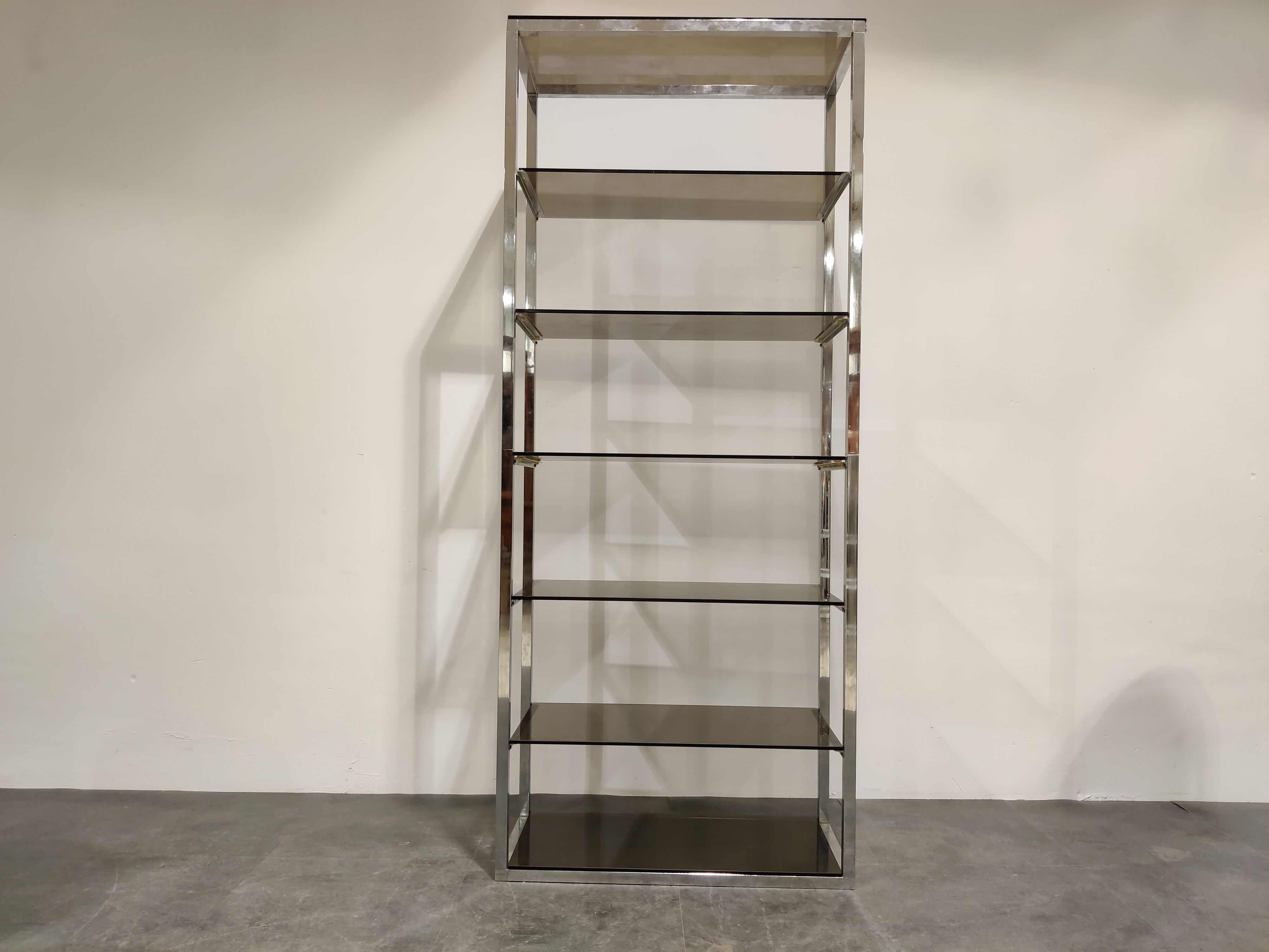 Vintage chrome bookcase, 1970