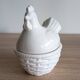 Sugar bowl with white ceramic hen decoration