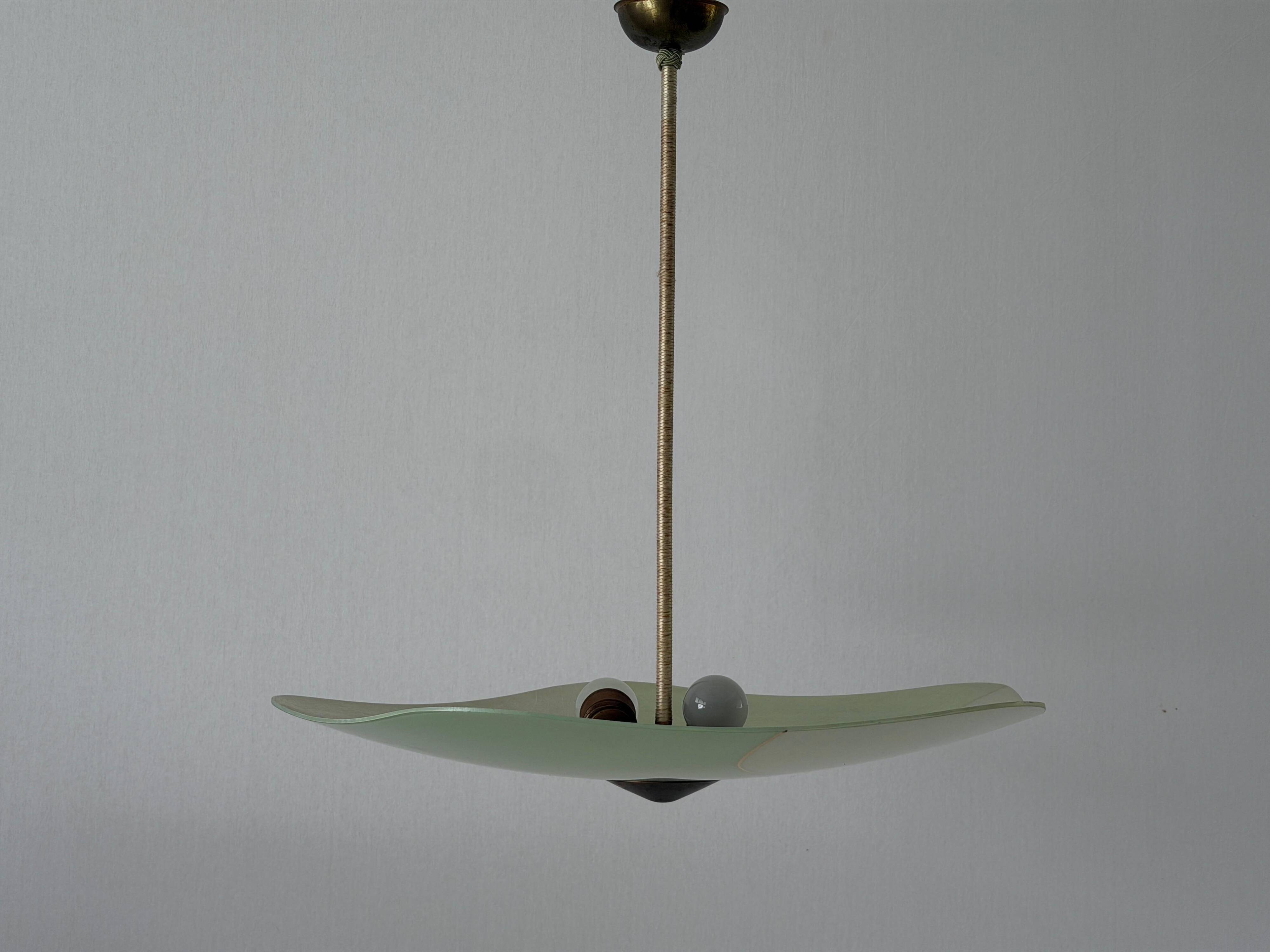 Art Deco pentagonal green glass ceiling light, 1940s, Germany
