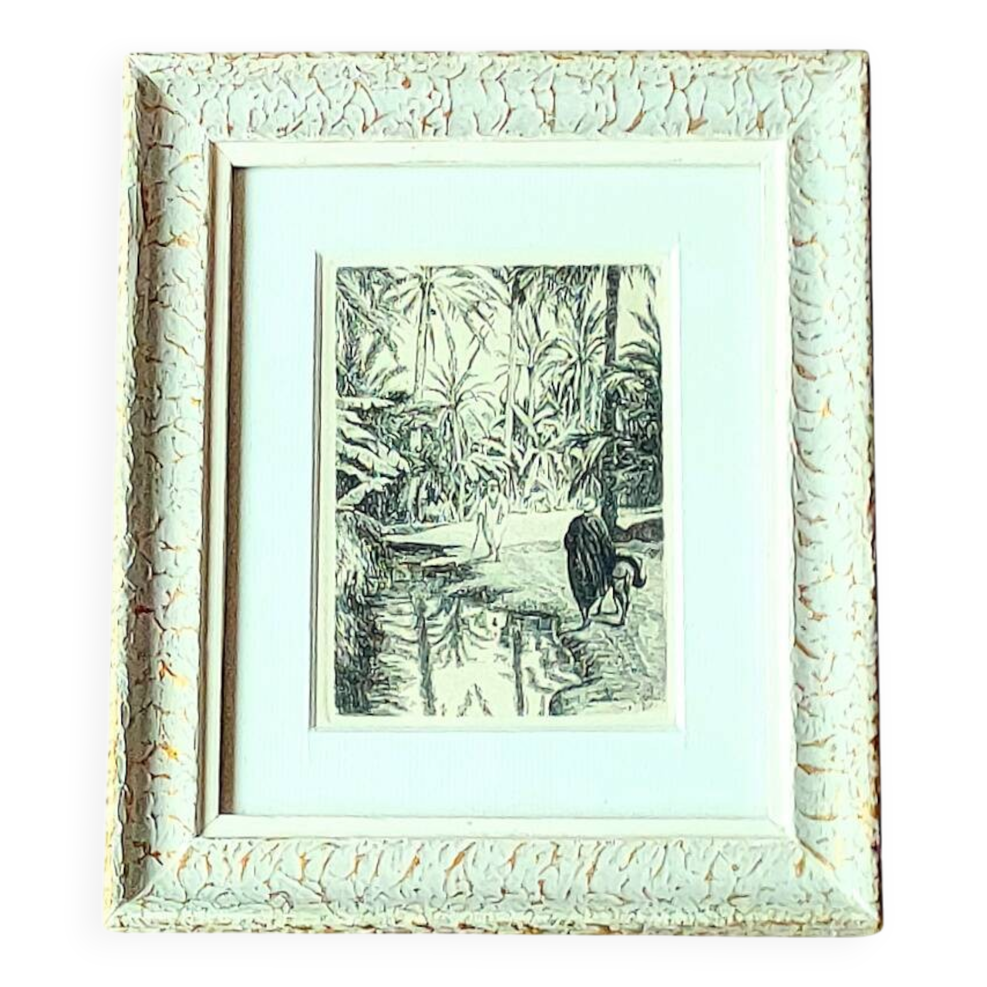 Painting signed frey? – etching – orientalist, oasis – period 1930