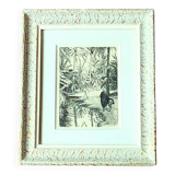 Painting signed frey? – etching – orientalist, oasis – period 1930