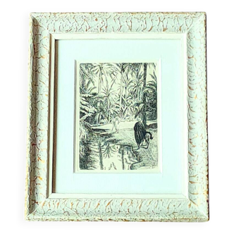 Painting signed frey? – etching – orientalist, oasis – period 1930