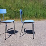 Pair of chairs in blue formica - vintage