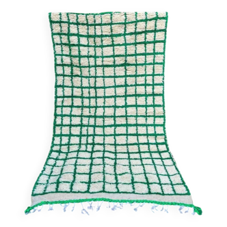 Grand tapis à damier vert et blanc berbère marocain à damier 300x200cm