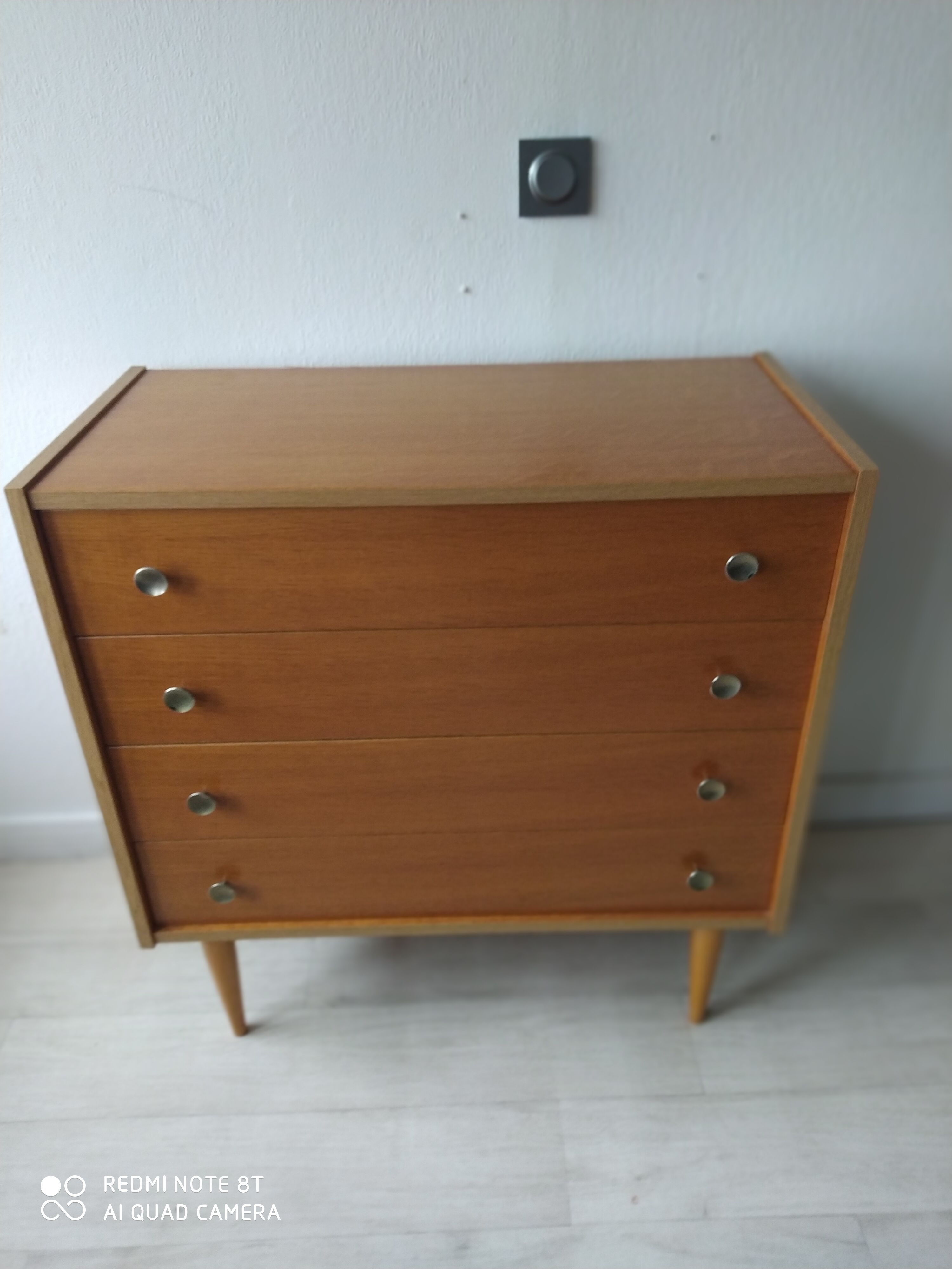 Vintage chest of drawers, oak veneer