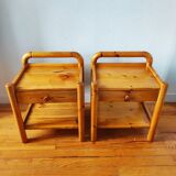 Paire de tables de chevet pin massif 1980