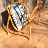 Magazine rack vintage rattan