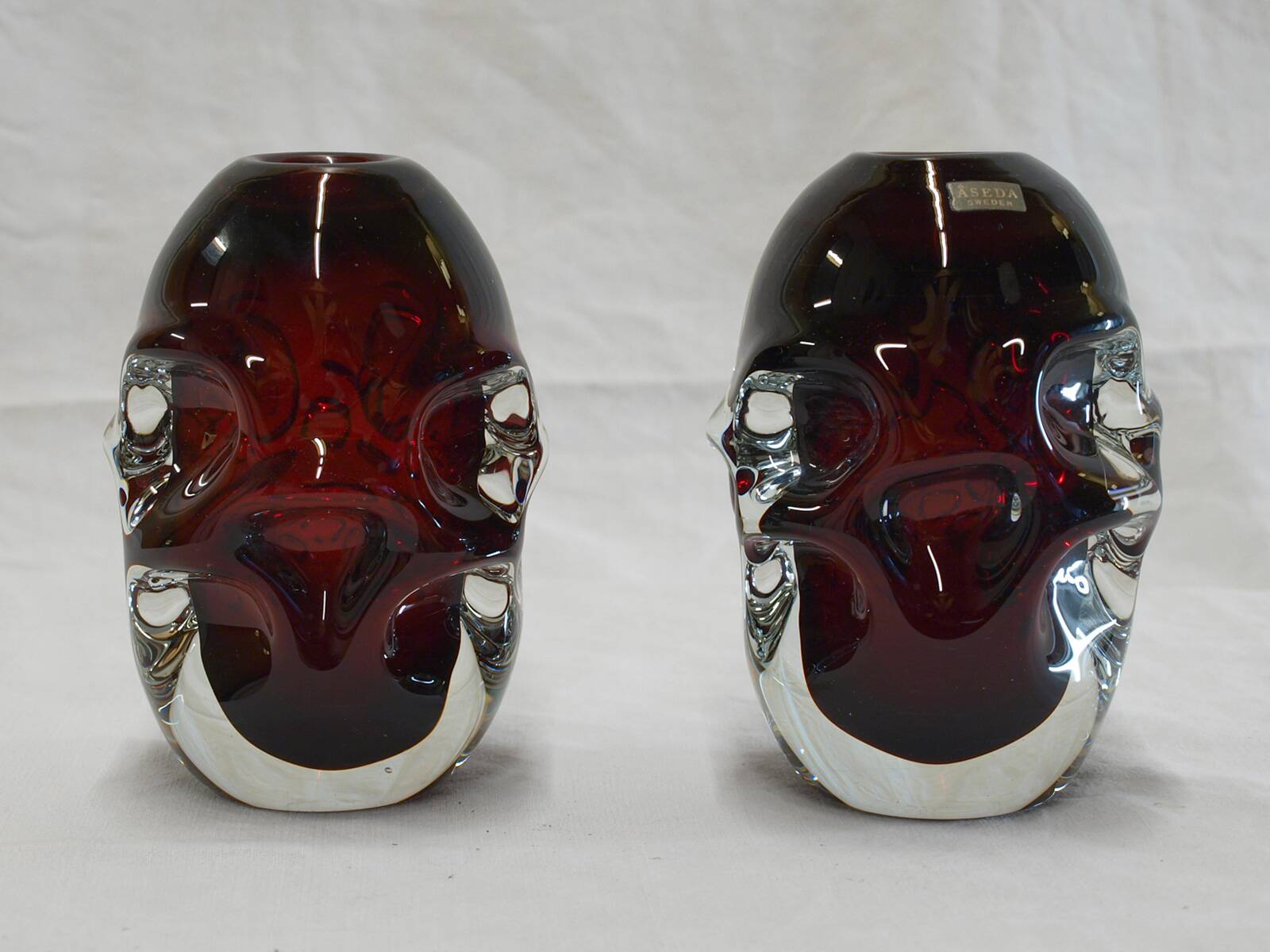 Pair of glass vases by Aseda, Sweden