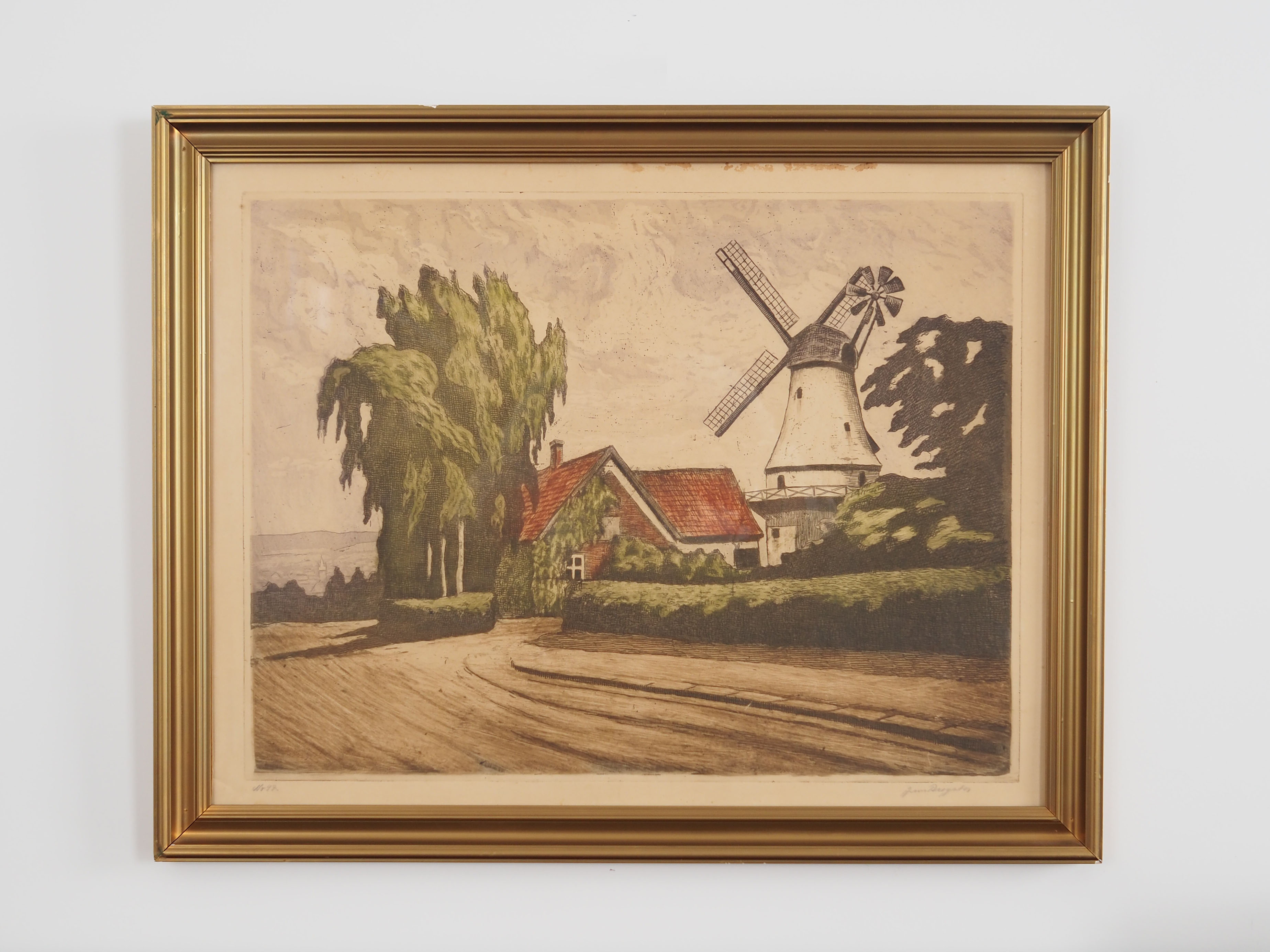 Peinture « The Windmill », design scandinave, années 1970