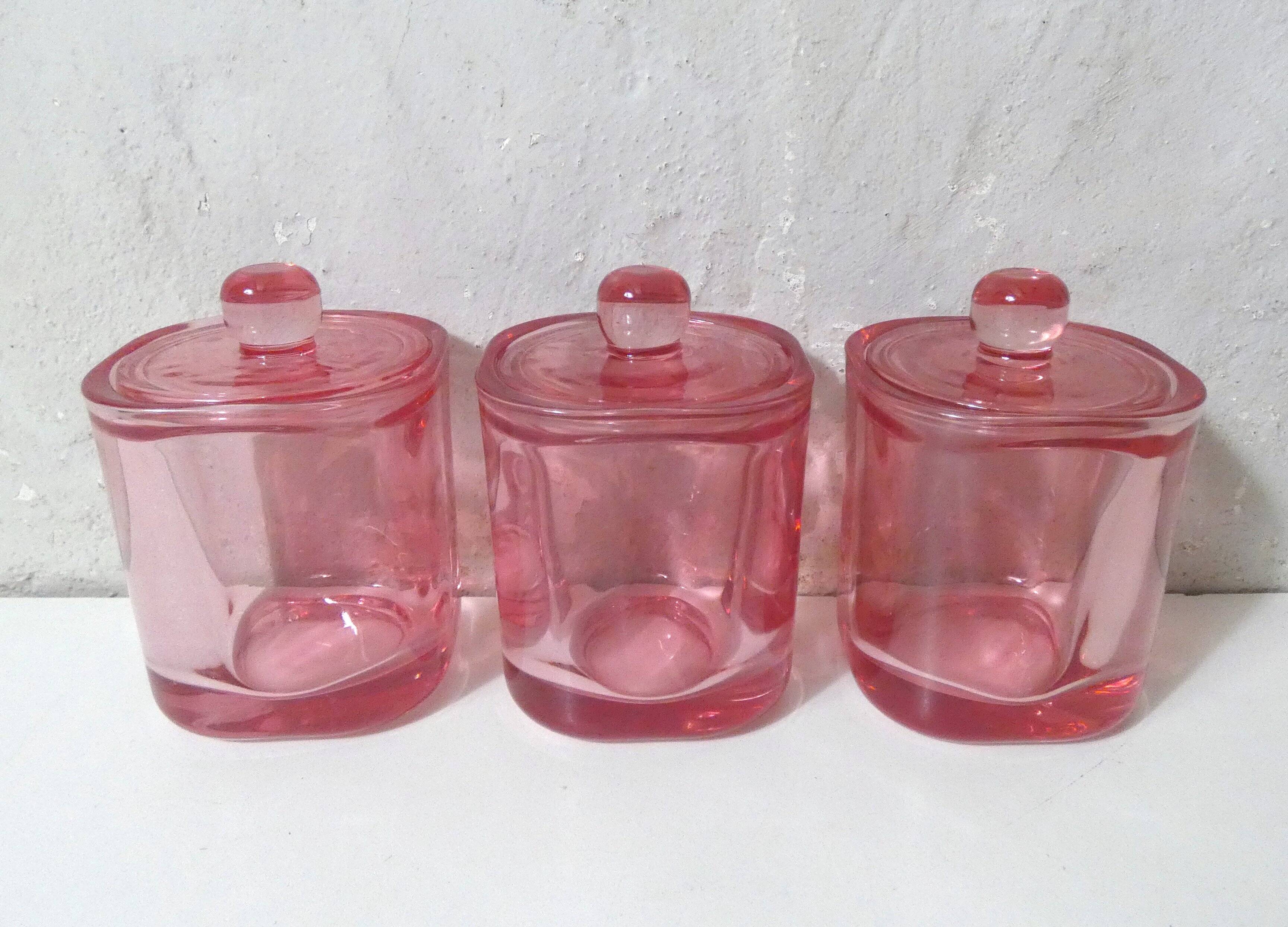 3 glass sweet jars