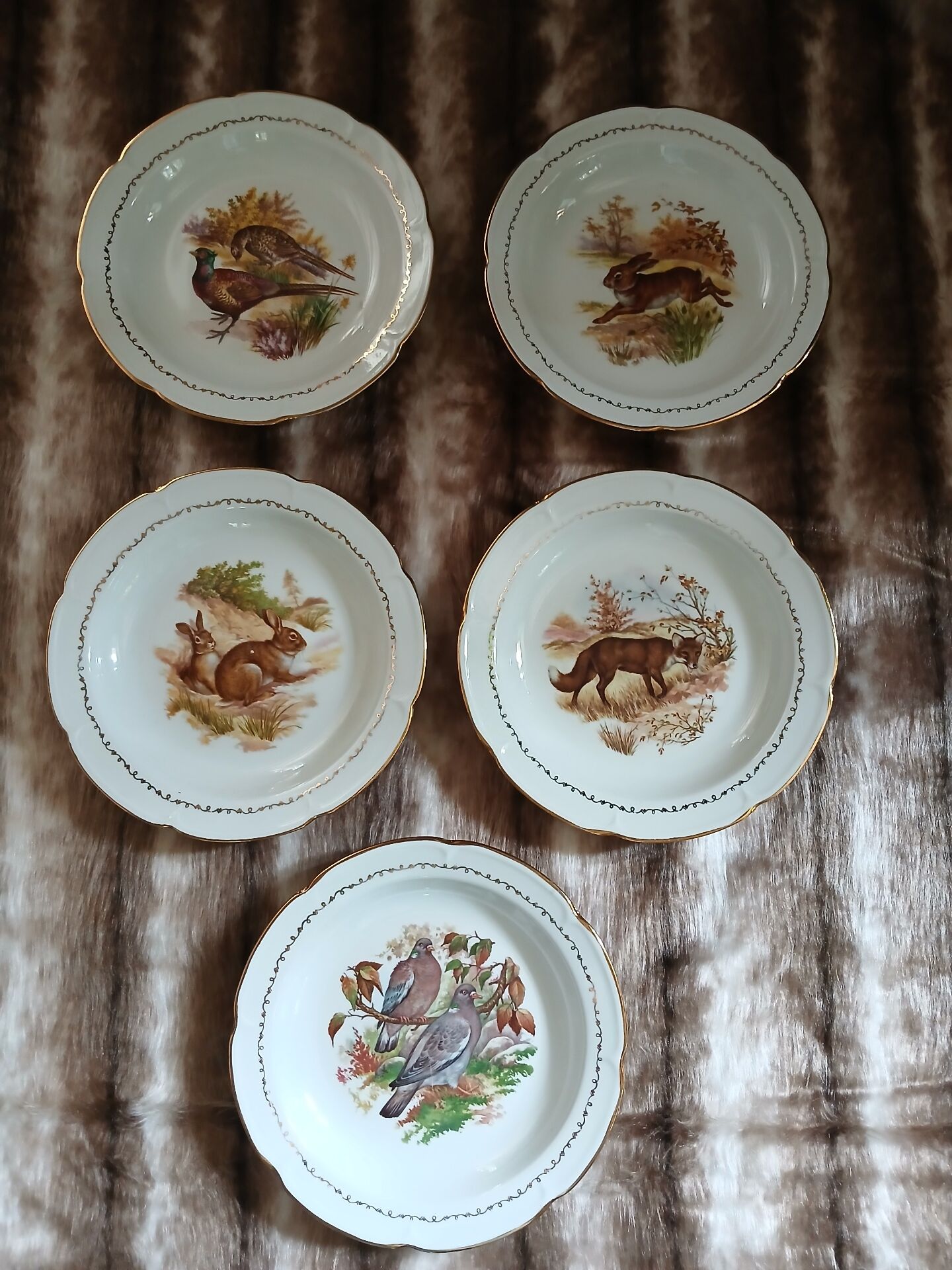 5 antique deep plates in porcelain