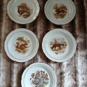 5 antique deep plates in porcelain