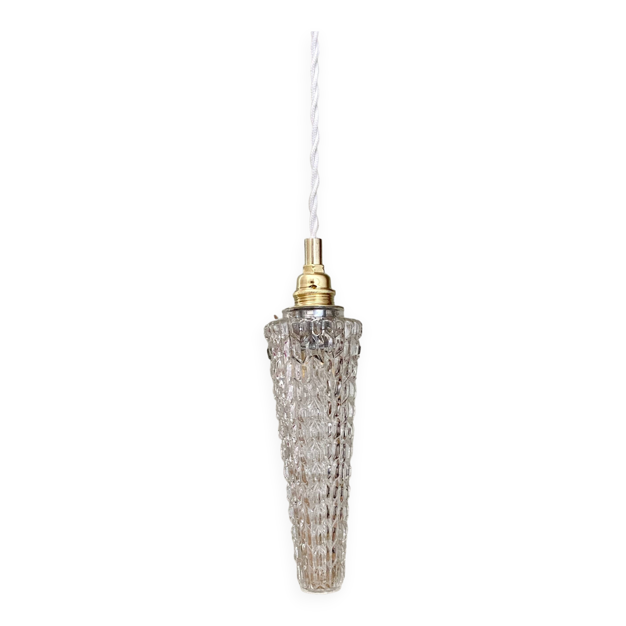 Vintage molded glass tulip pendant light
