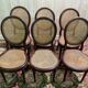 Set of 6 Louis XVI style medallion chairs in mahogany and cane