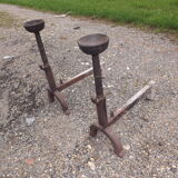 Shield fire with cast iron andirons