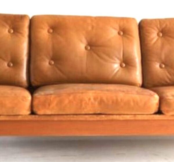Canapé scandinave vintage en cuir