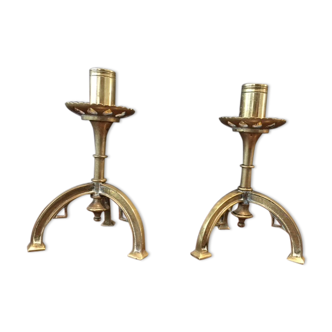 Pair of small brass candlesticks