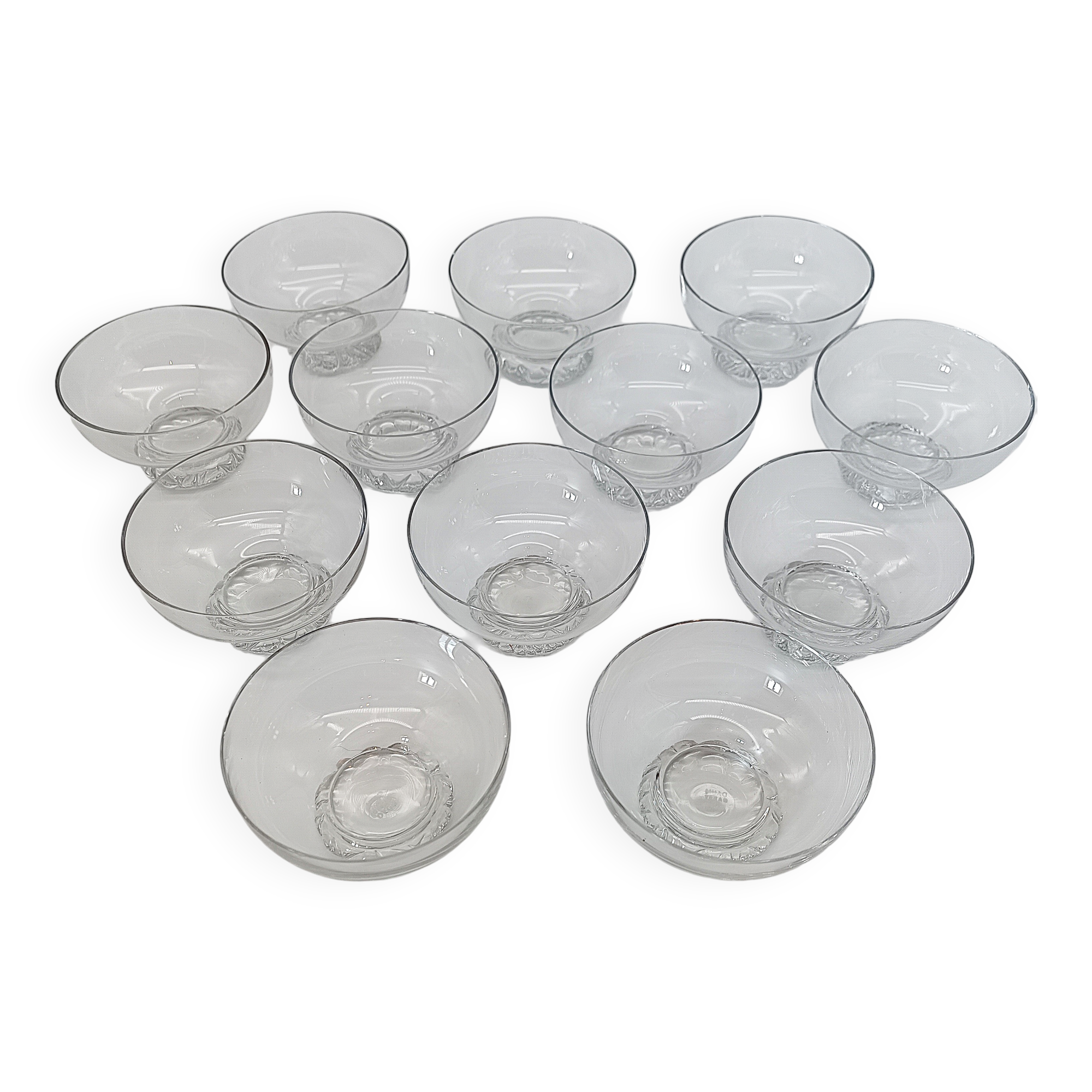 Set of 12 dessert / ice cream bowls in crystal - Daum Nancy France - Circa