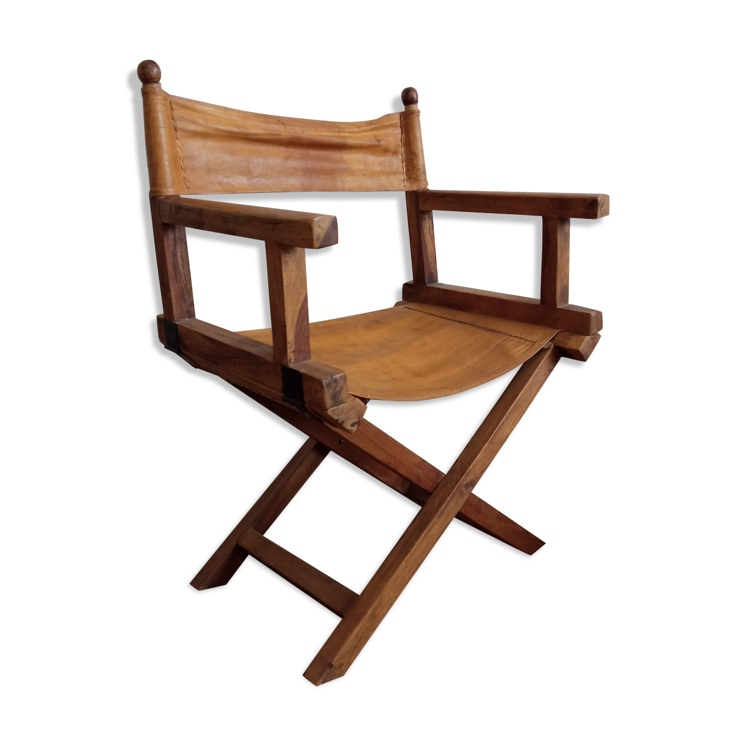 Old wood and leather safari chair