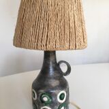 Ceramic lamp 1960 rope lampshade