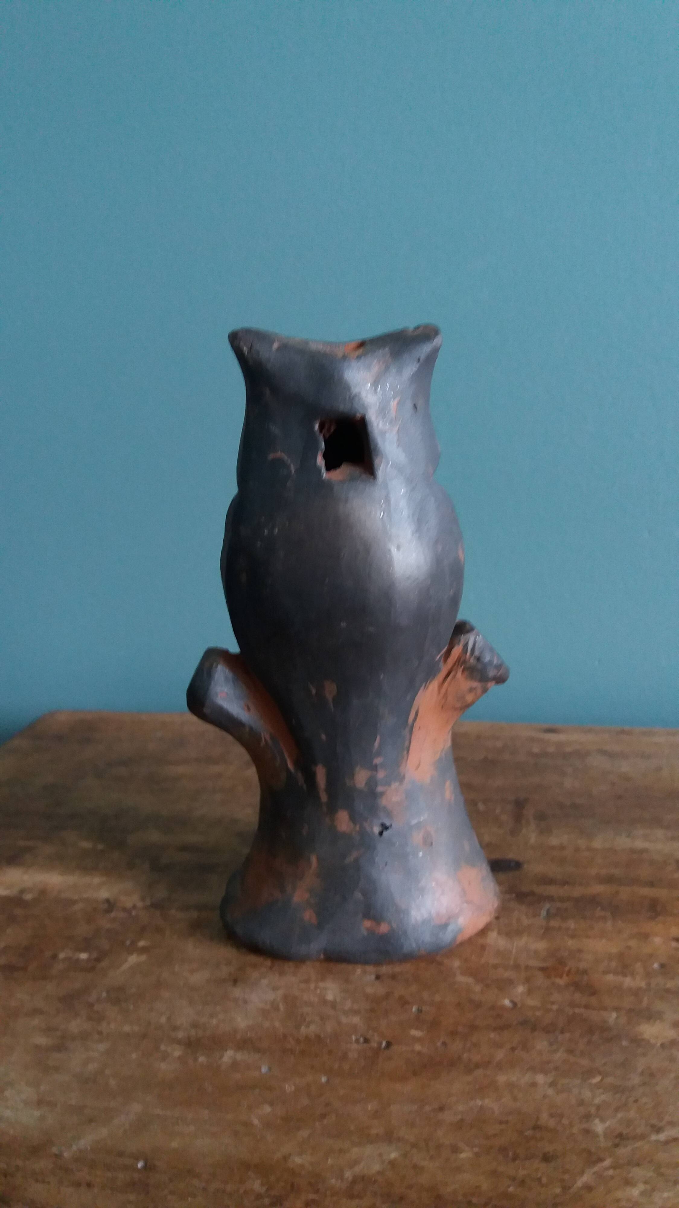 Owl whistle in zoomorphic terracotta