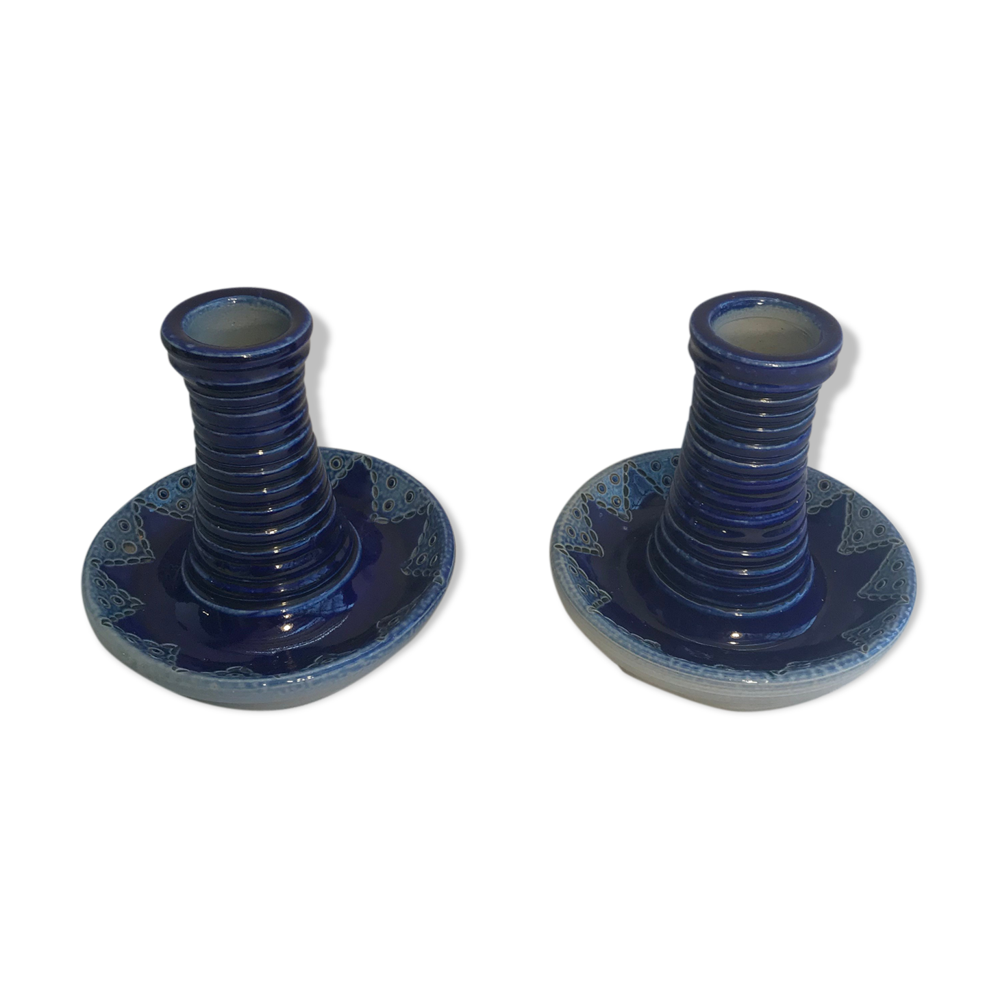 Pair of Betschdorf Schmitter ceramics bougeoirs