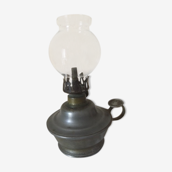 Lampe à pétrole étain et verre