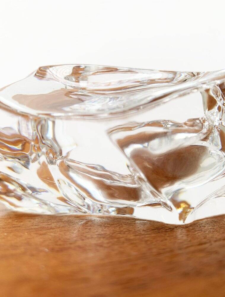 Mid-century Scandinavian heavy frosted glass table and ashtray, 1960s, set of 2.