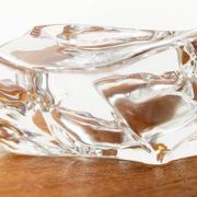 Mid-century Scandinavian heavy frosted glass table and ashtray, 1960s, set of 2.