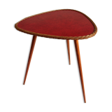 60s wood and rattan tripod coffee table
