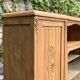 Asymmetrical Art Deco glass-fronted Parisian wardrobe in raw oak, 1930.