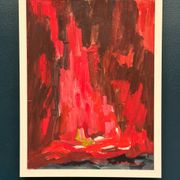 Huile su panneau suédoise – « Composition abstraite en rouge » par Rune Pettersson