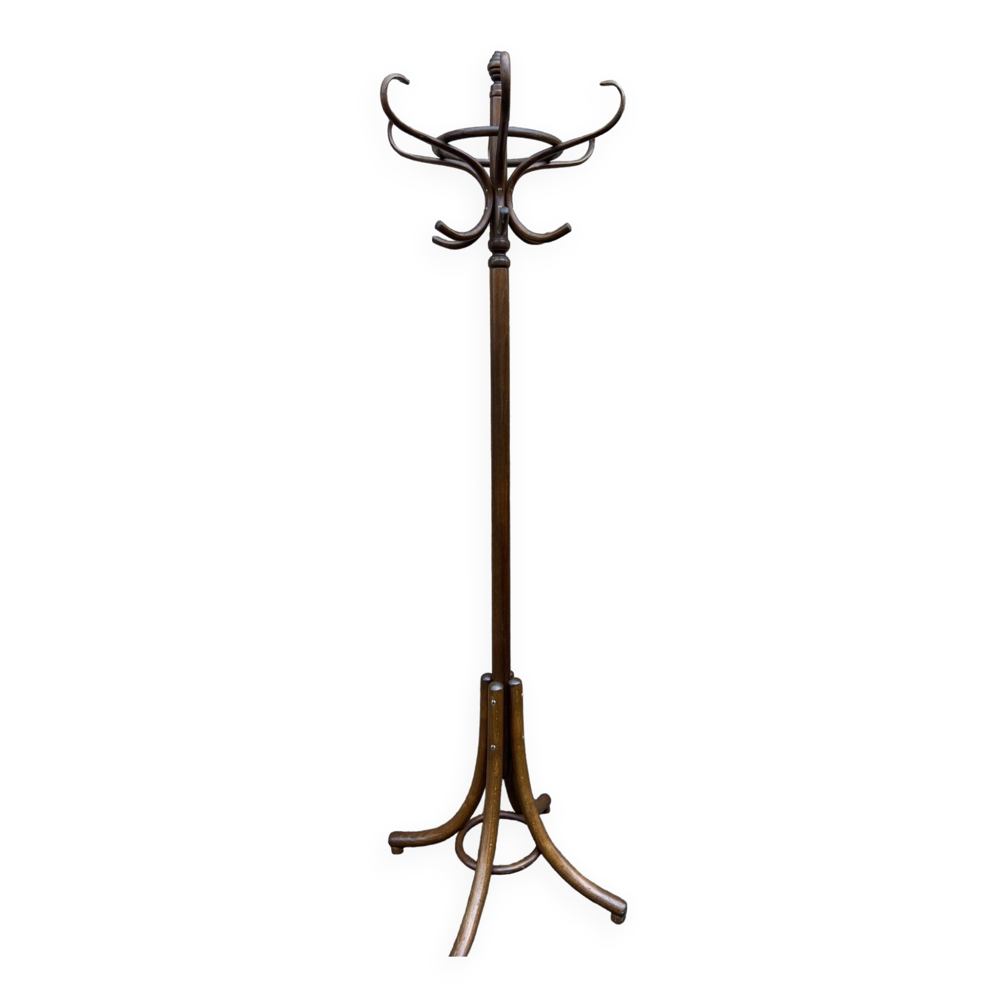 Vintage parrot standing coat rack 70s curved wood French coat rack Bentwoo parrot