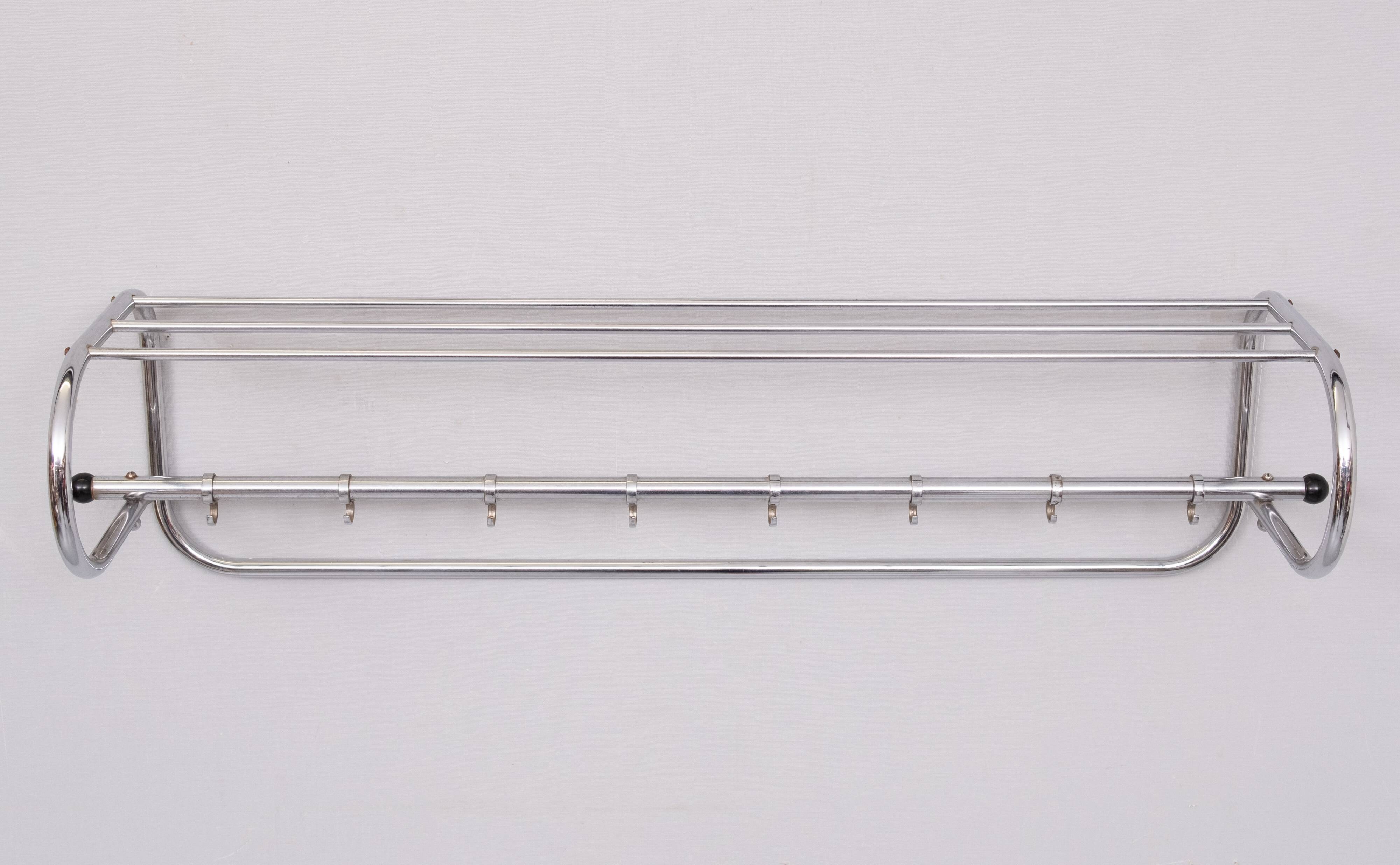 Art Deco Chrome wall Coat Rack Holland 1930s