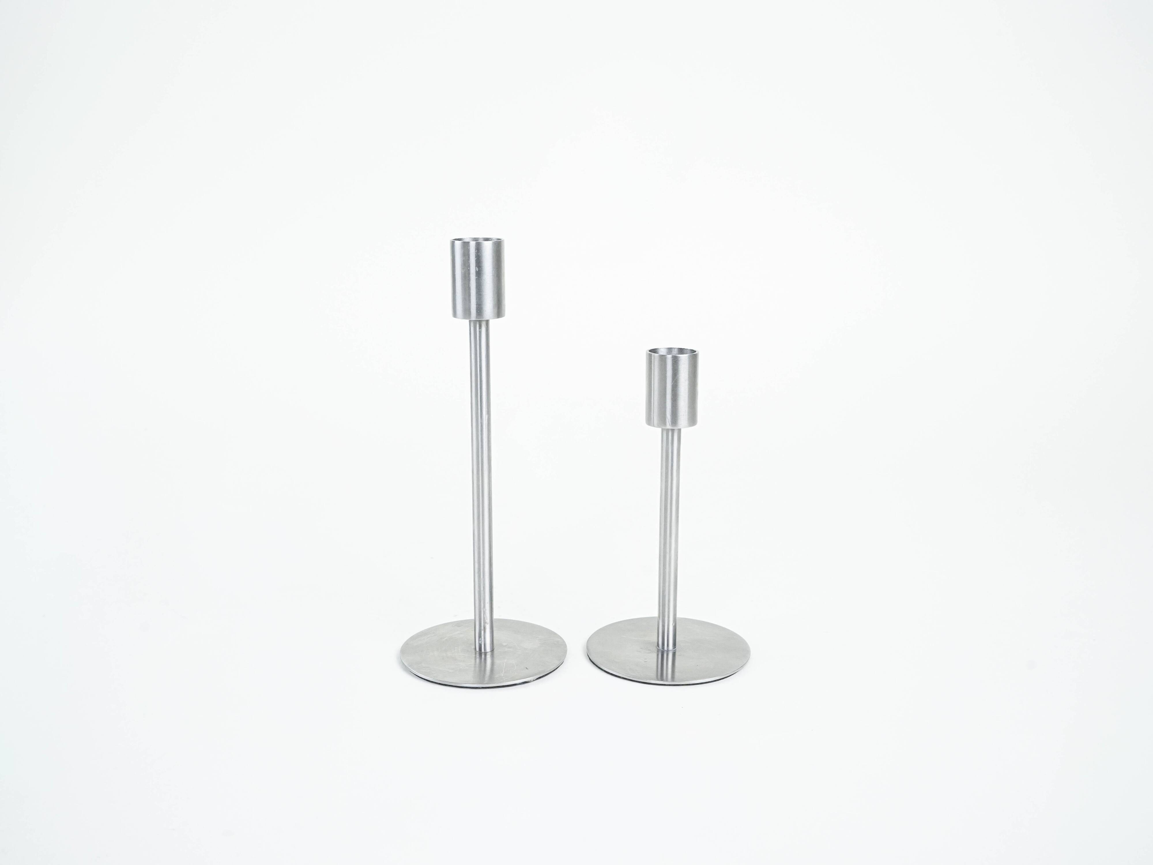 Ensemble de candélabres en métal, design danois, années 1970, fabriqué au Danemark.