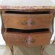 Pair of 2 Louis XV bedside tables - marquetry - 2 drawers - pink marble