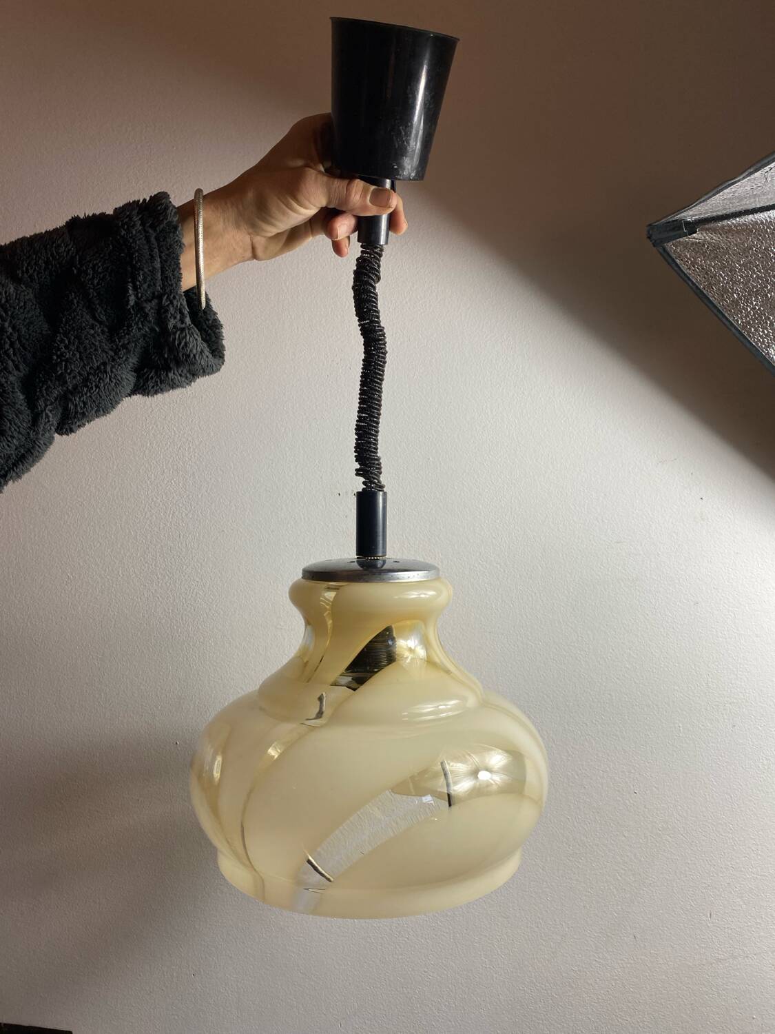 Glass pendant light, 1970s, Murano glass