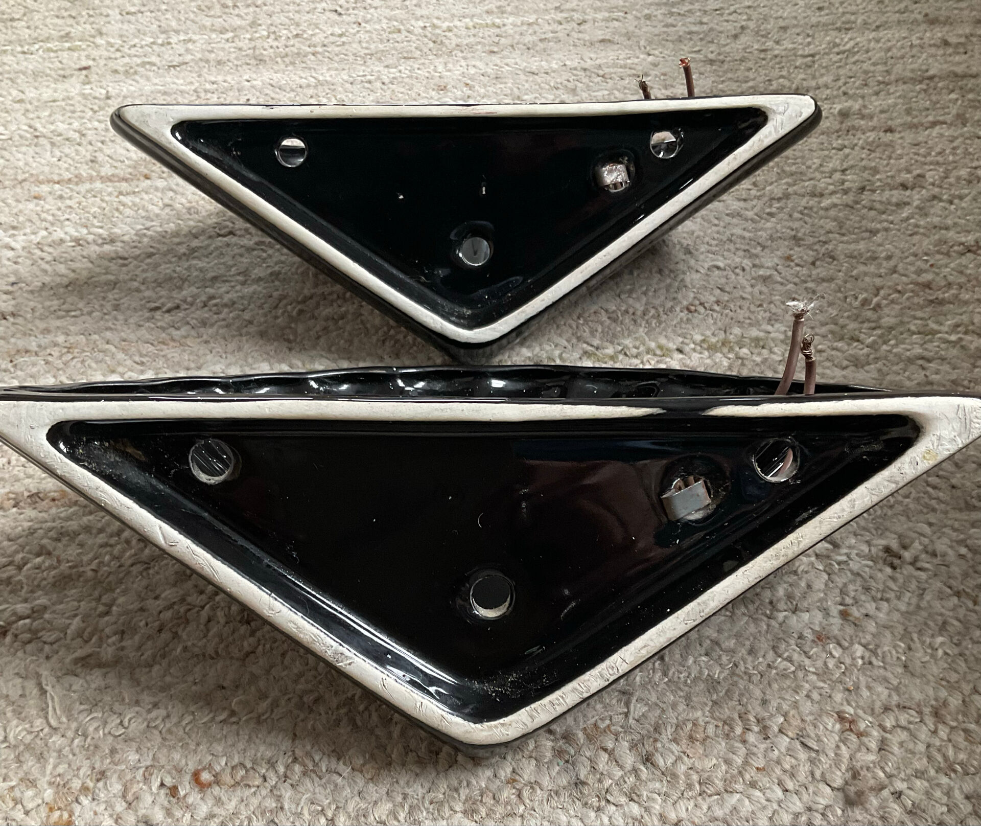 Pair of vintage shell wall lights in glazed porcelain