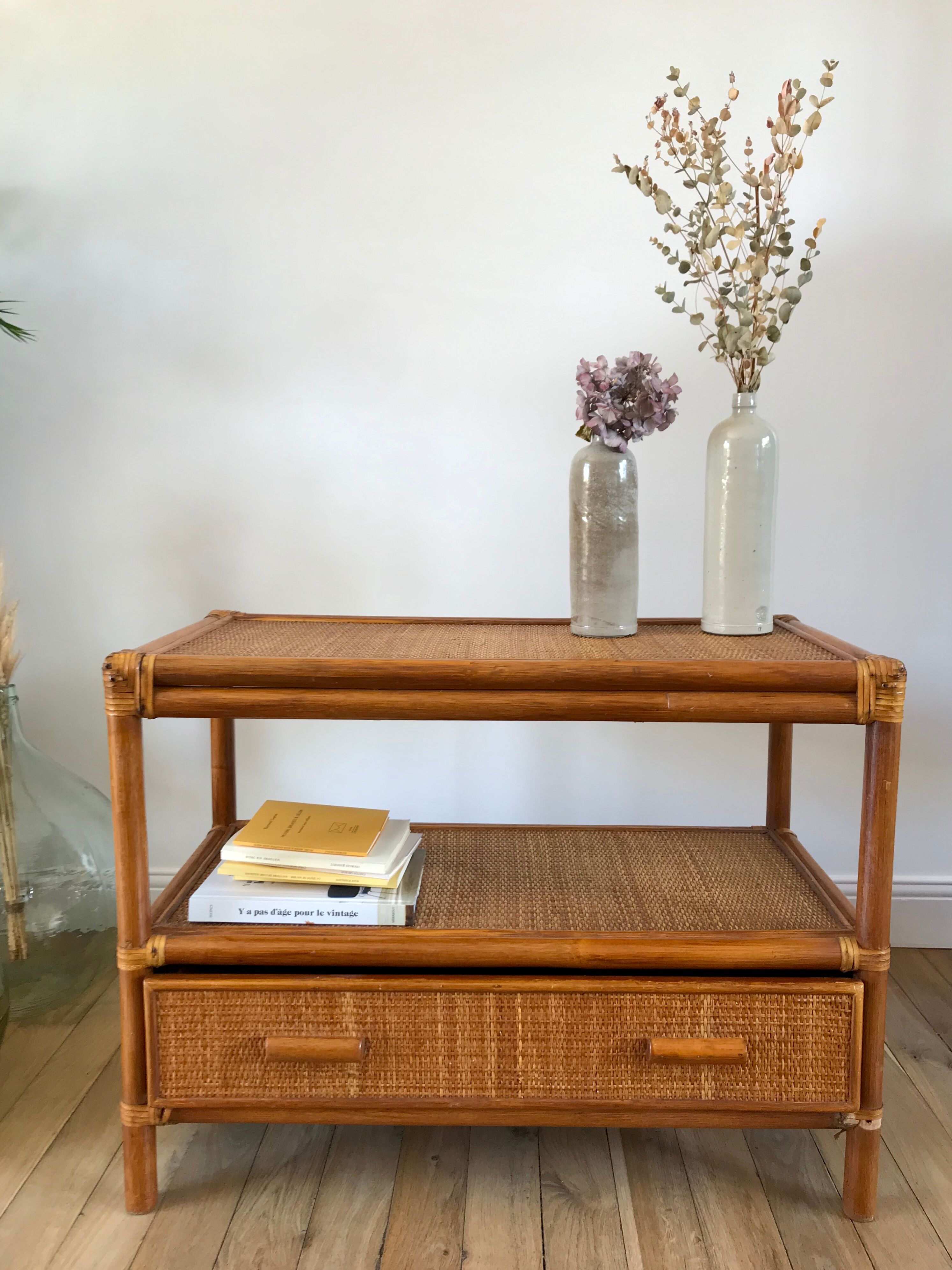 Rattan coffee table and cannage 60s