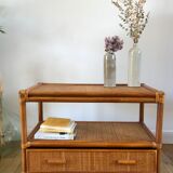 Rattan coffee table and cannage 60s