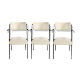 White pyramid chairs by Wim Rietveld for Ahrend de Cirkel, 1964, set of 3