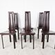 Vintage brown leather dining chairs, set of 6, 1980s