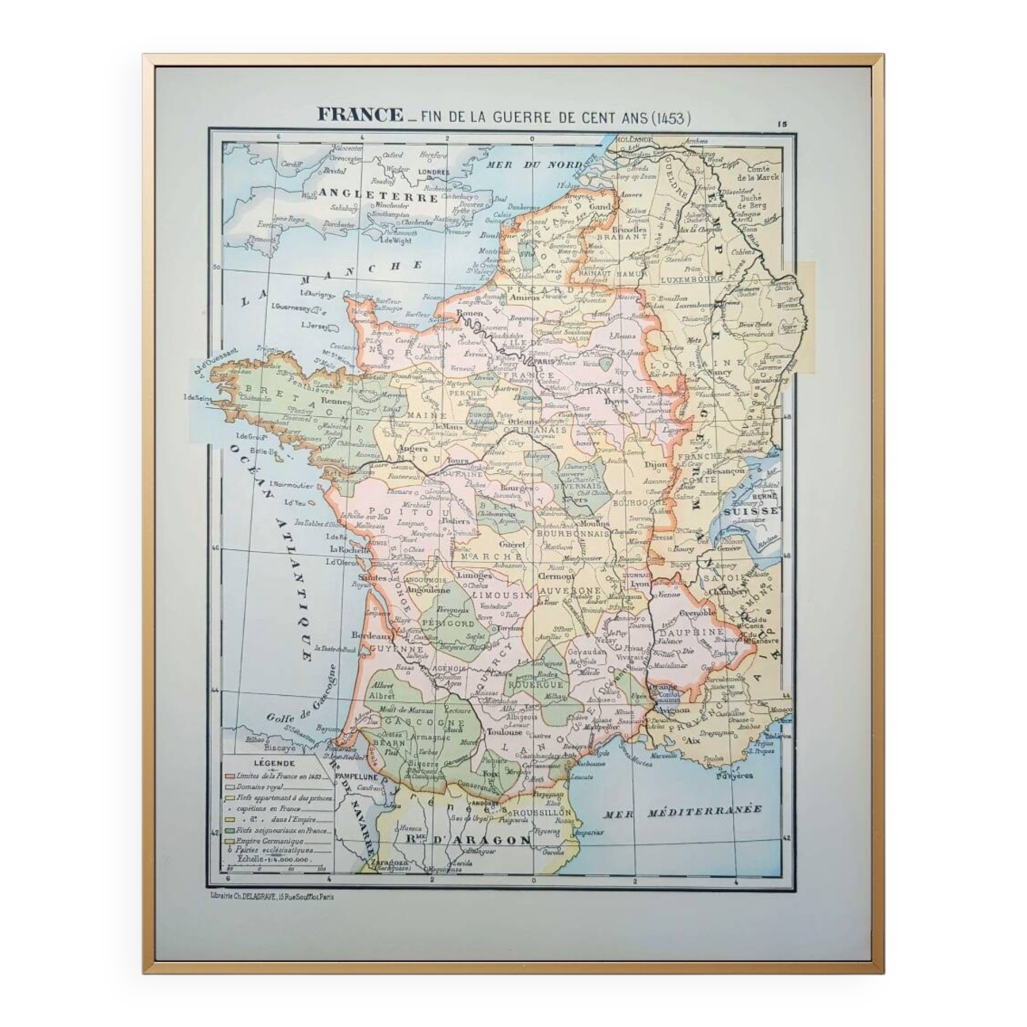 Printed in 1900, France in 1453. Original Authentic Vintage.