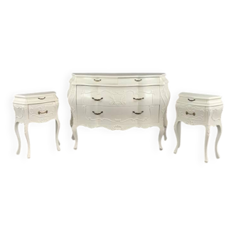 Commode et 2 chevets de style Louis XV, XXe siècle