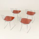 Set of four Model 420C dining chairs designed by Harry Bertoia for Knoll International, USA, 1960s