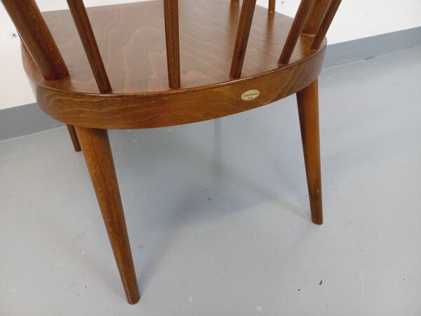 Fauteuil en bois vintage Baumann modèle Éventail des années 60