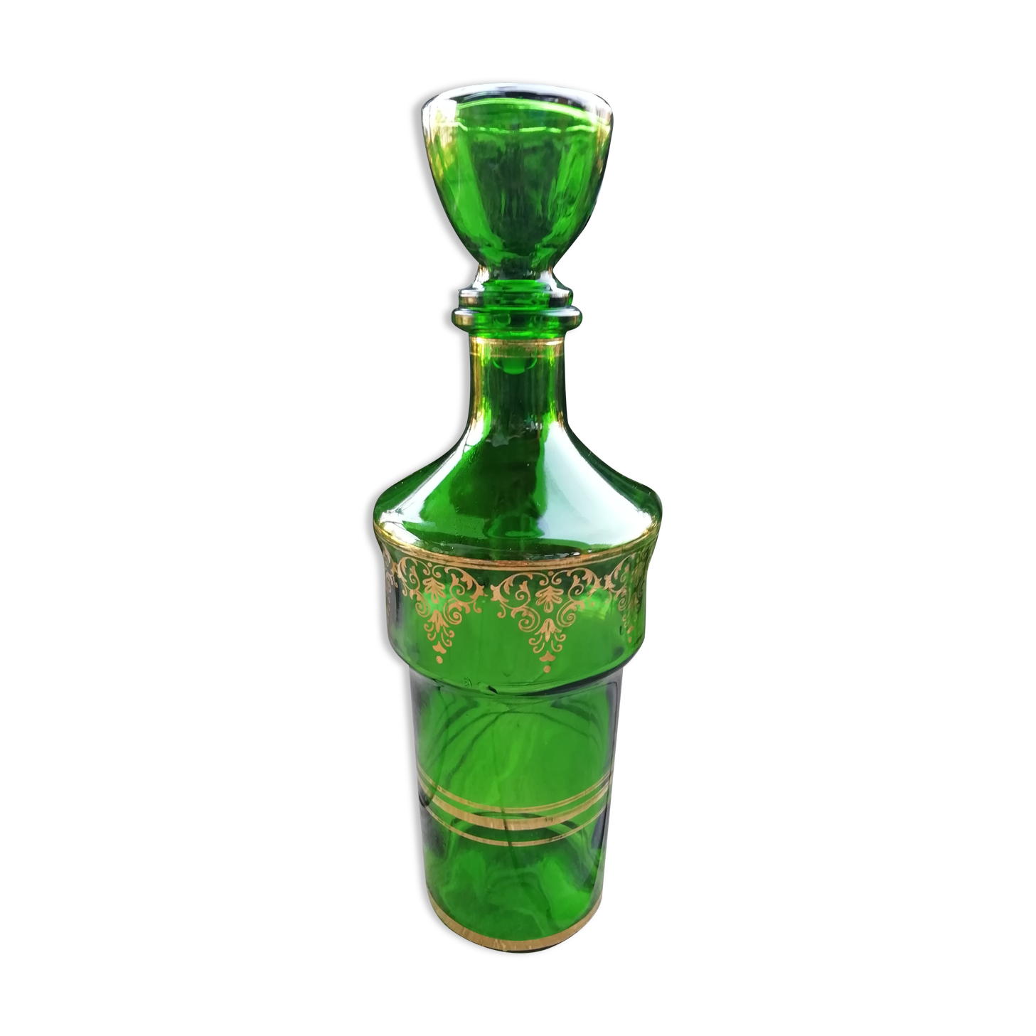 Green glass decanter