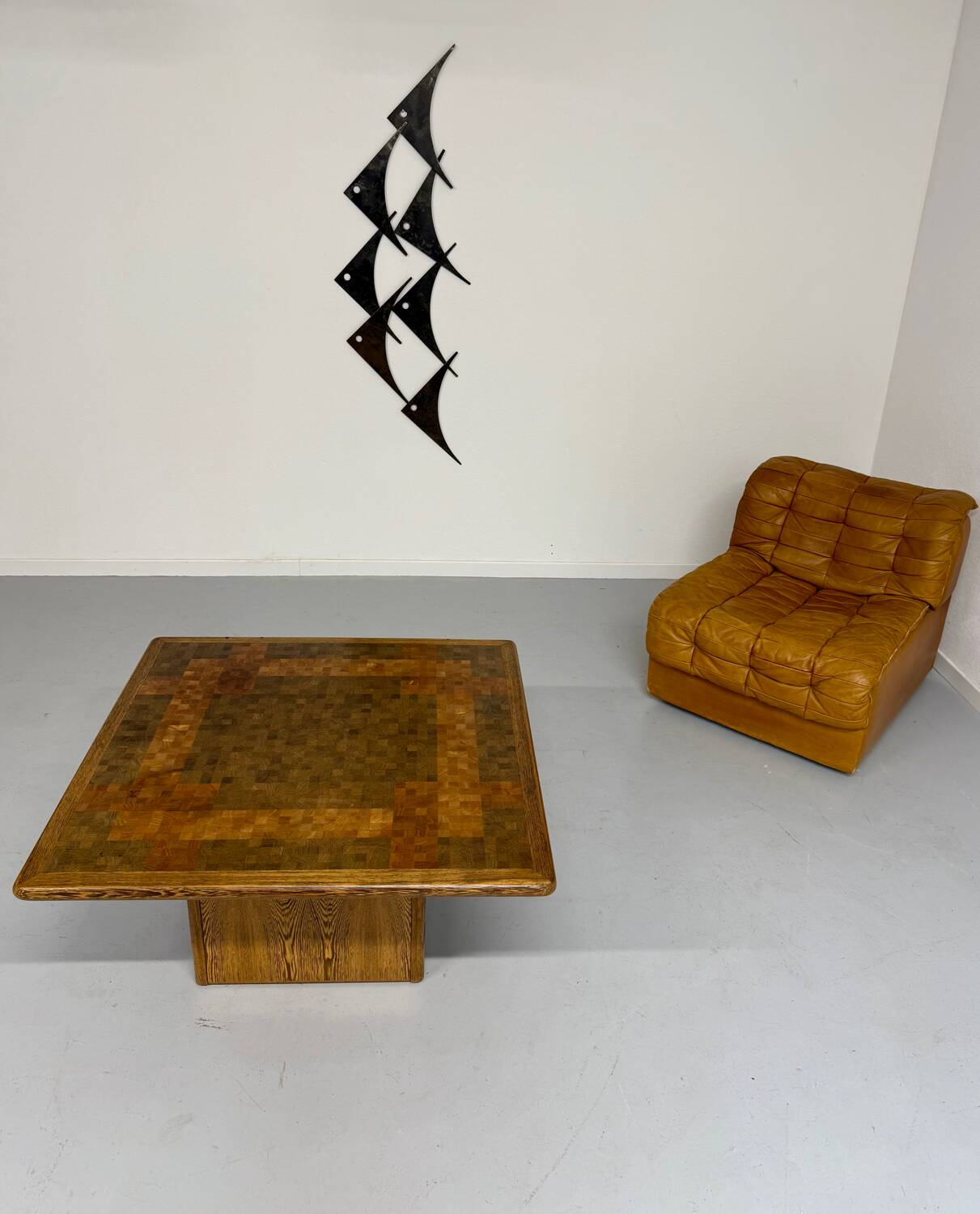 Scandinavian design marquetry wood coffee table by rolf middel and lindum