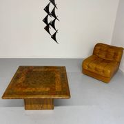 Scandinavian design marquetry wood coffee table by rolf middel and lindum