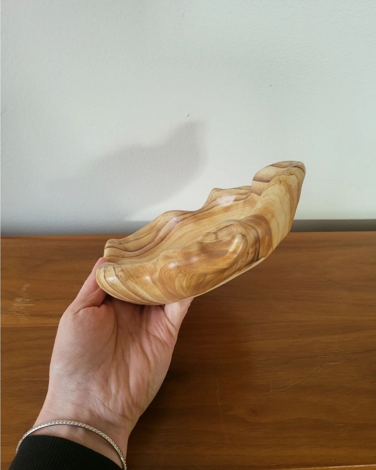 Ceramic pocket tray imitation wood Vallauris